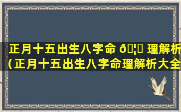 正月十五出生八字命 🦍 理解析（正月十五出生八字命理解析大全）